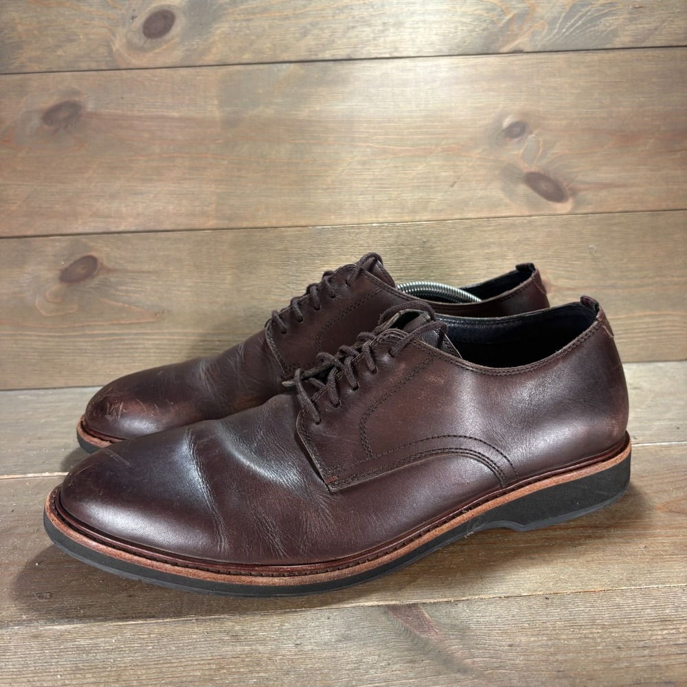 Cole Haan Mens size 12 shoes Brown Leather Lace Up Plain Toe Derby oxfords